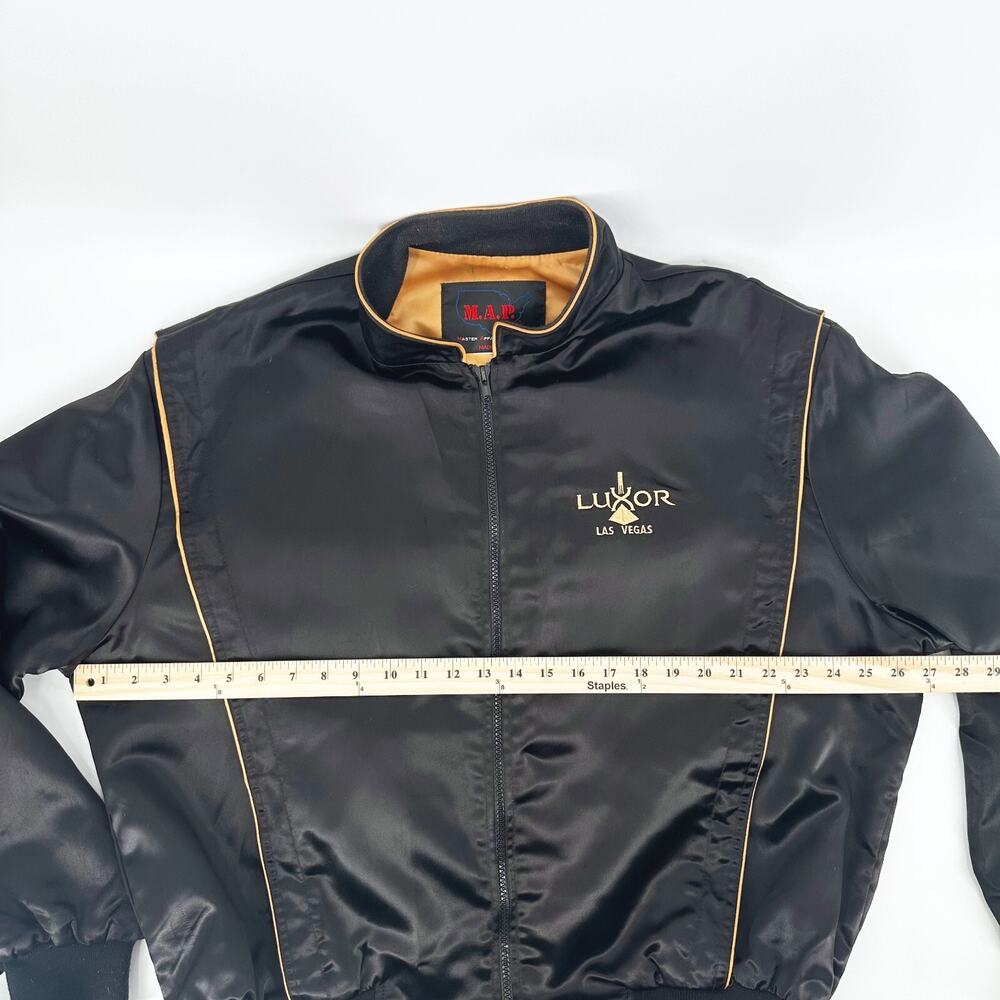 VTG M.A.P 80s Satin Bomber Luxor Las Vegas XL Jacket Zip Made In USA Embroidered - Picture 6 of 7